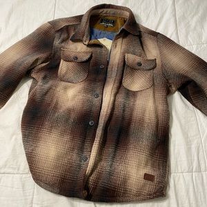 Jachs New York size large dark and light brown plaid patterned wool blend jacket